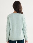 Ella J Lattice V-Neck Knit Jumper, Mint Melange product photo View 02 S