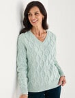 Ella J Lattice V-Neck Knit Jumper, Mint Melange product photo View 05 S