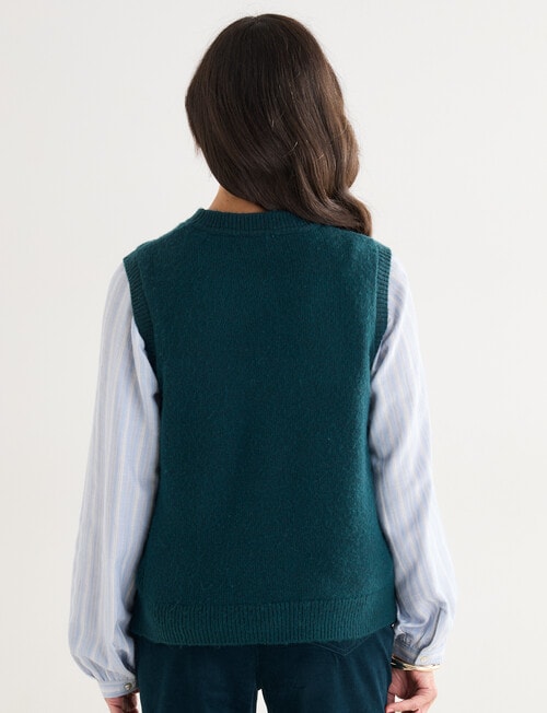 Ella J Crew Neck Button Detail Vest, Petrel product photo View 02 L