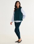 Ella J Crew Neck Button Detail Vest, Petrel product photo View 03 S