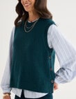 Ella J Crew Neck Button Detail Vest, Petrel product photo View 05 S