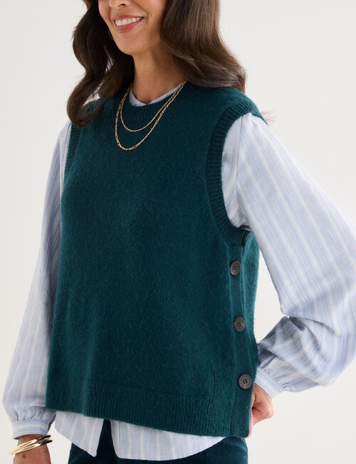 Ella J Crew Neck Button Detail Vest, Petrel product photo View 05 L