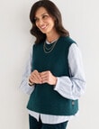 Ella J Crew Neck Button Detail Vest, Petrel product photo View 06 S