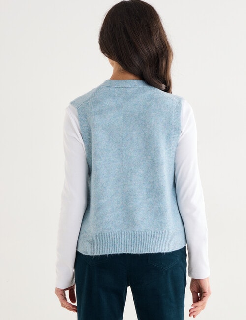 Ella J Sleeveless V-Neck Cardigan Vest, Aqua Melange product photo View 02 L