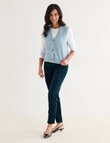 Ella J Sleeveless V-Neck Cardigan Vest, Aqua Melange product photo View 03 S