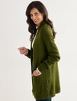 Ella J Longline Button Detail Knit Cardigan, Pine product photo