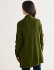 Ella J Longline Button Detail Knit Cardigan, Pine product photo View 02 S