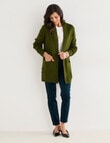 Ella J Longline Button Detail Knit Cardigan, Pine product photo View 03 S