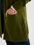 Ella J Longline Button Detail Knit Cardigan, Pine product photo View 05 S