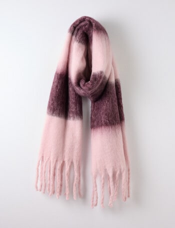 Boston + Bailey Stripe Tassel Scarf, Pink & Burgundy product photo