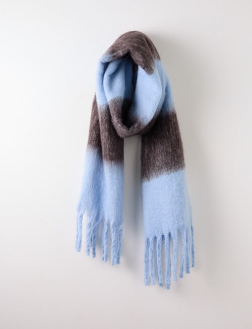 Boston + Bailey Stripe Tassel Scarf, Blue & Chocolate product photo