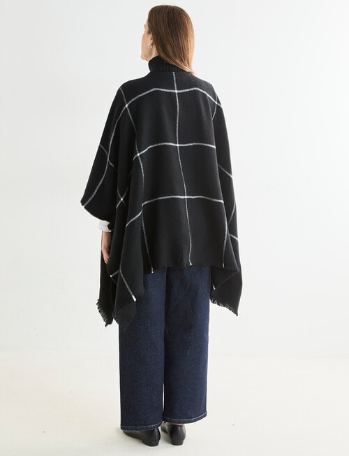Boston + Bailey Zipup Check Poncho, Black & Ivory product photo View 02 L