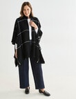 Boston + Bailey Zipup Check Poncho, Black & Ivory product photo View 03 S