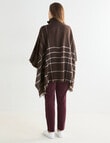 Boston + Bailey Zipup Check Poncho, Chocolate & Ivory product photo View 02 S