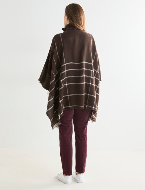 Boston + Bailey Zipup Check Poncho, Chocolate & Ivory product photo View 02 L