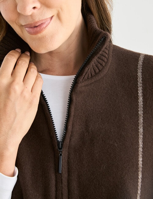 Boston + Bailey Zipup Check Poncho, Chocolate & Ivory product photo View 04 L