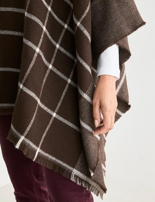 Boston + Bailey Zipup Check Poncho, Chocolate & Ivory product photo View 06 L