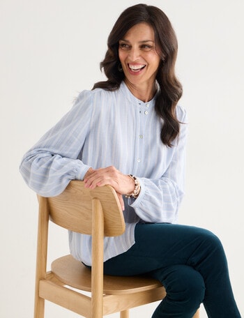 Ella J Textured Stripe Knit Top, Aqua product photo