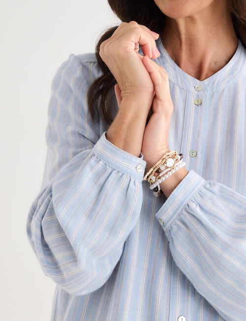 Ella J Textured Stripe Knit Top, Aqua product photo View 05 L