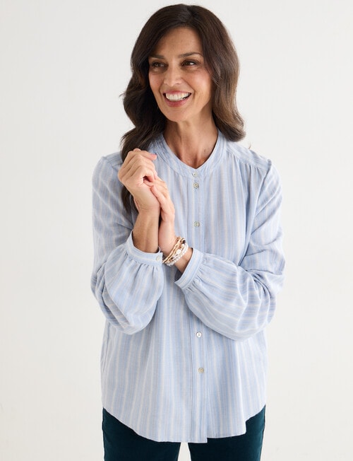 Ella J Textured Stripe Knit Top, Aqua product photo View 06 L