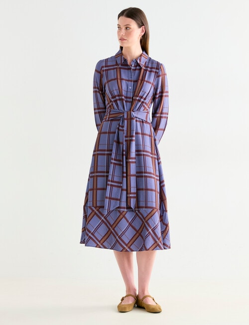 Jigsaw Oxford Shirt Dress, Plum Check product photo
