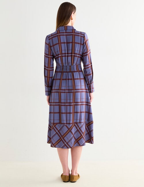 Jigsaw Oxford Shirt Dress, Plum Check product photo View 02 L