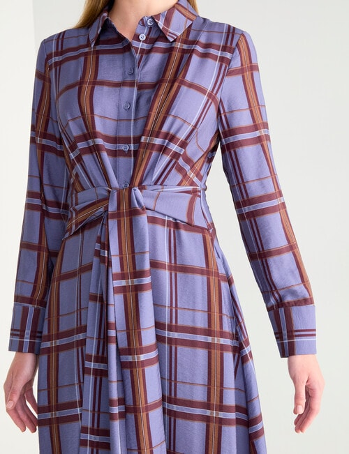 Jigsaw Oxford Shirt Dress, Plum Check product photo View 06 L