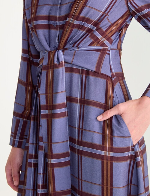 Jigsaw Oxford Shirt Dress, Plum Check product photo View 07 L