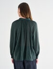 Jigsaw Sawyer Gather Neck Shirt, Forest Green Check product photo View 02 S