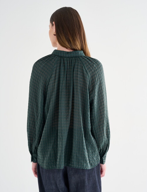Jigsaw Sawyer Gather Neck Shirt, Forest Green Check product photo View 02 L