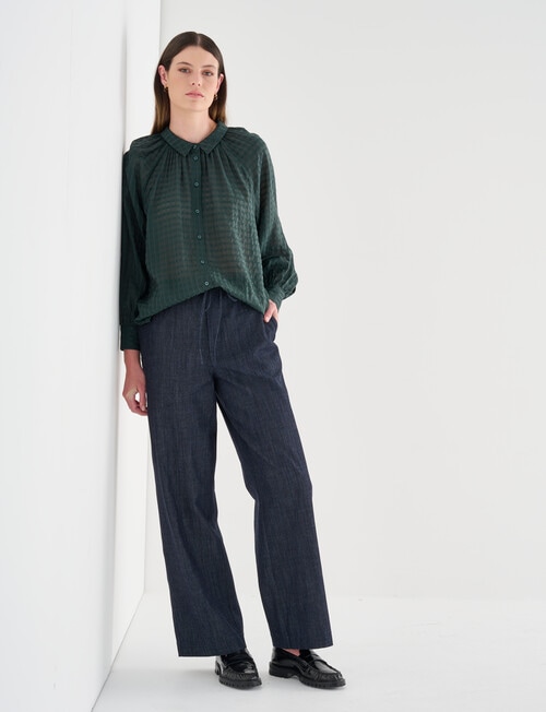 Jigsaw Sawyer Gather Neck Shirt, Forest Green Check product photo View 03 L