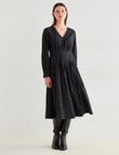 Jigsaw Define Pleat Waist Long Sleeve Dress, Black & White product photo