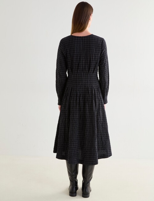 Jigsaw Define Pleat Waist Long Sleeve Dress, Black & White product photo View 02 L