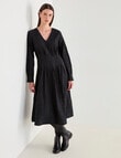 Jigsaw Define Pleat Waist Long Sleeve Dress, Black & White product photo View 03 S