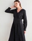 Jigsaw Define Pleat Waist Long Sleeve Dress, Black & White product photo View 05 S