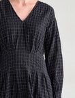 Jigsaw Define Pleat Waist Long Sleeve Dress, Black & White product photo View 06 S