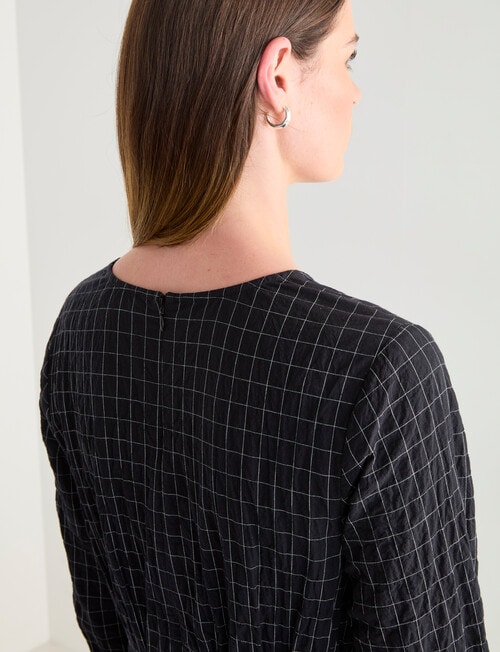 Jigsaw Define Pleat Waist Long Sleeve Dress, Black & White product photo View 07 L