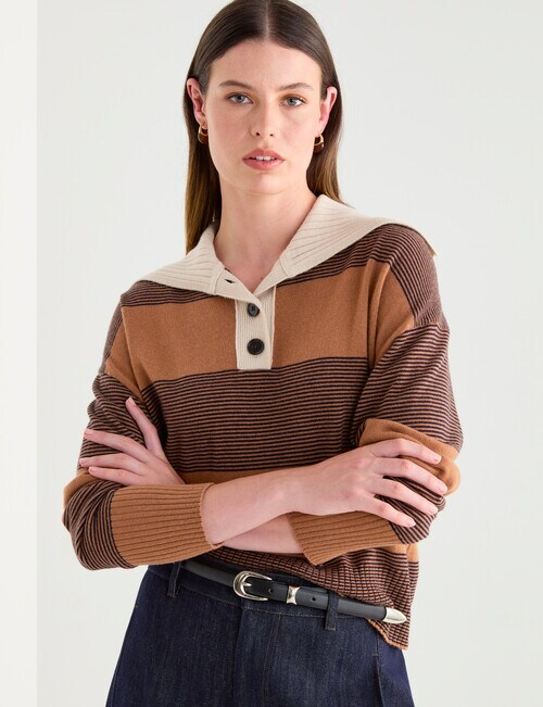 Jigsaw Beaufort Polo Sweater, Camel product photo