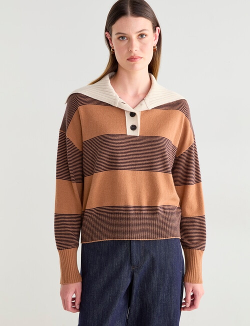 Jigsaw Beaufort Polo Sweater, Camel product photo View 05 L