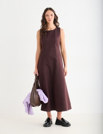 Mineral Reiko Midi Denim Dress, Ground Coffee product photo
