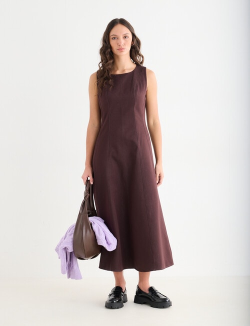Mineral Reiko Midi Denim Dress, Ground Coffee product photo