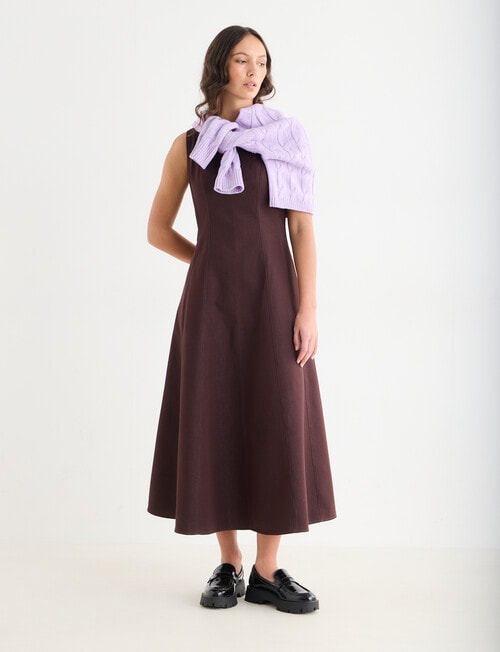 Mineral Reiko Midi Denim Dress, Ground Coffee product photo View 03 L