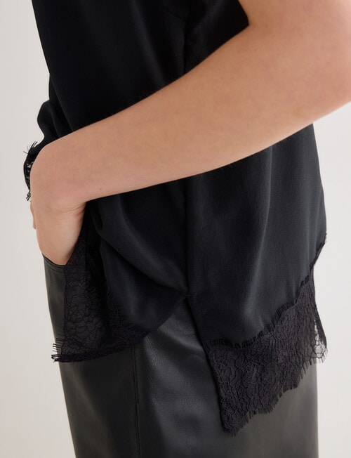 State of play Silk Lace Cami, Black product photo View 05 L