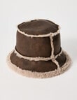 Whistle Sherpa Lined Faux Suede Bucket Hat, Chocolate product photo