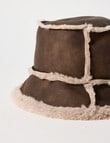 Whistle Sherpa Lined Faux Suede Bucket Hat, Chocolate product photo View 03 S