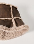 Whistle Sherpa Lined Faux Suede Bucket Hat, Chocolate product photo View 04 S