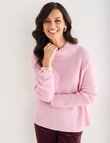 Ella J Merino Funnel Neck Jumper, Pale Pink product photo