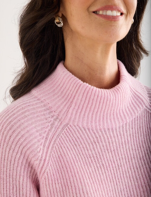 Ella J Merino Funnel Neck Jumper, Pale Pink product photo View 05 L