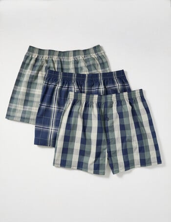Chisel Cotton Check Boxer, 3-Pack, Navy & Hunter Green product photo