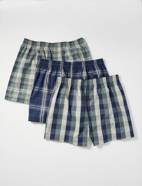 Chisel Cotton Check Boxer, 3-Pack, Navy & Hunter Green product photo